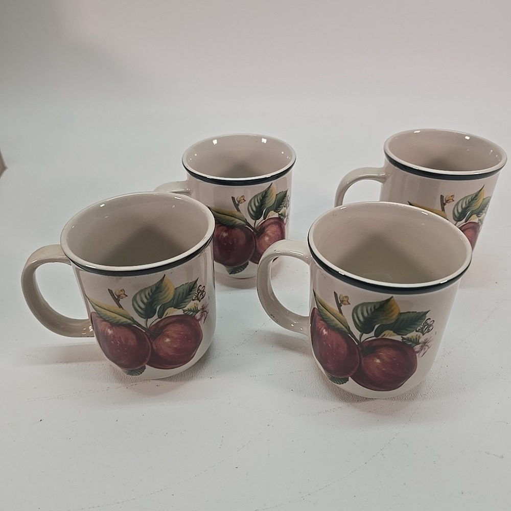 Set of 4 (Four) Casuals By China Pearl Apple Coffee Mugs